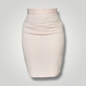 Mugler Baby Pink Wool Pencil Skirt Knee-Length